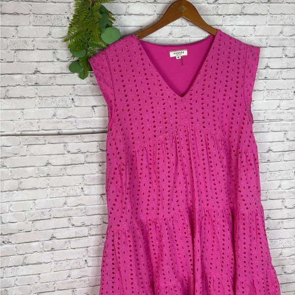 Andree by Unit Barbie Pink Eyelet Tiered Dress - Picture 3 of 5
